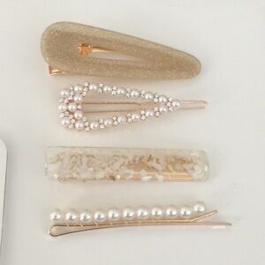 4pcs faux pearl decor big size hair clip mix set